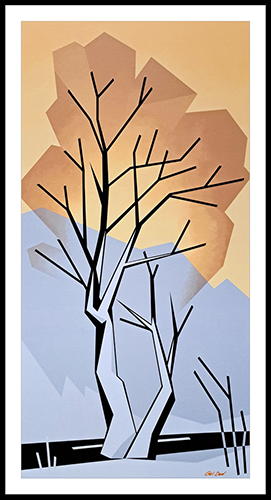Winter Tree. Abstract hard-edge painting by Denys Golden
